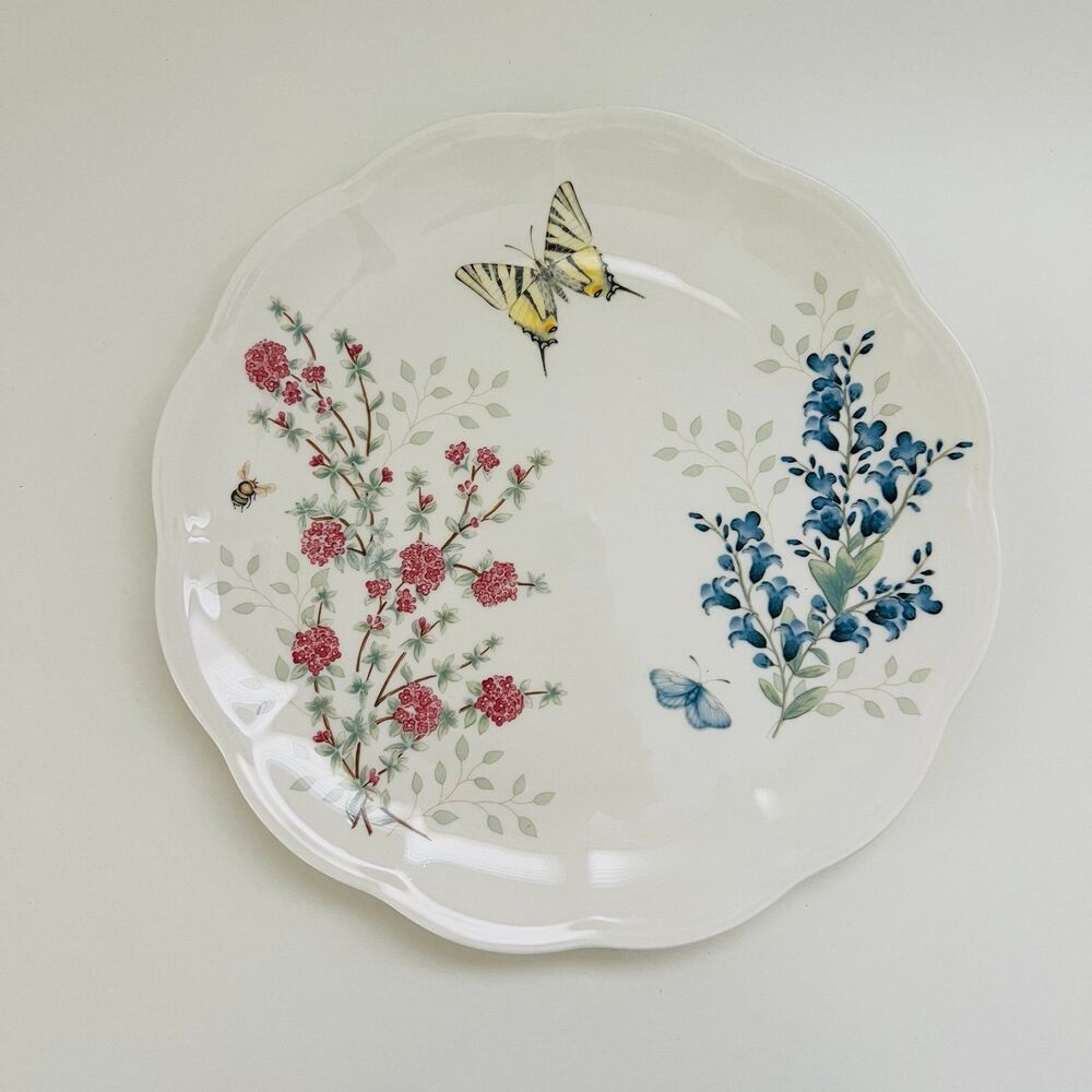 LENOX Butterfly Meadow Herbs Scalloped Edge Swallowtail Butterfly Dinner Plate
